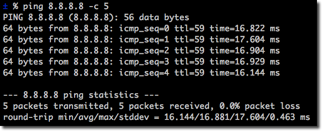 Ping RTT example