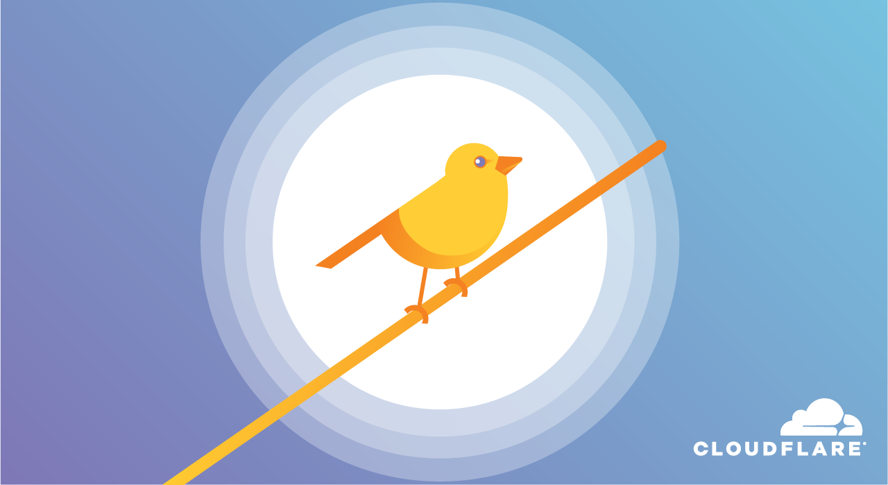 Warrant Canary - gelber Vogel auf blauem Hintergrund